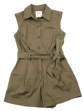 Abercrombie & Fitch Olive Utility Romper XSP Petite Belted Minimal Chic